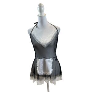 Exposed Brand Black‎ Fishnet French Maid Outfit Size L/XL